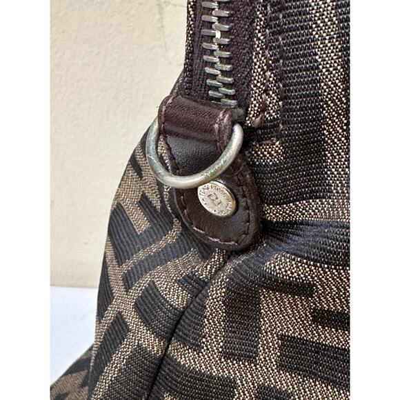 Vintage Fendi Zucca Monogram Canvas Satchel Top Handle Bag Brown Authentic - Picture 5 of 16